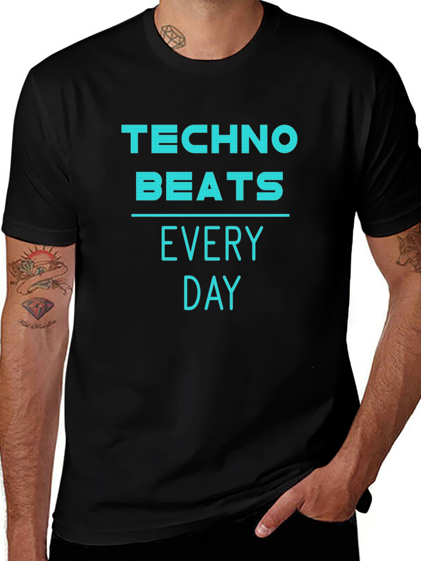 Techno Beats Every Day T-Shirt - Black