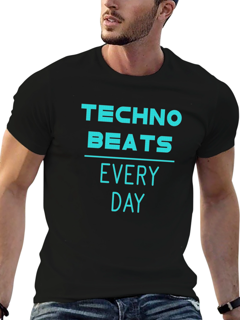 Techno Beats Every Day T-Shirt - Black