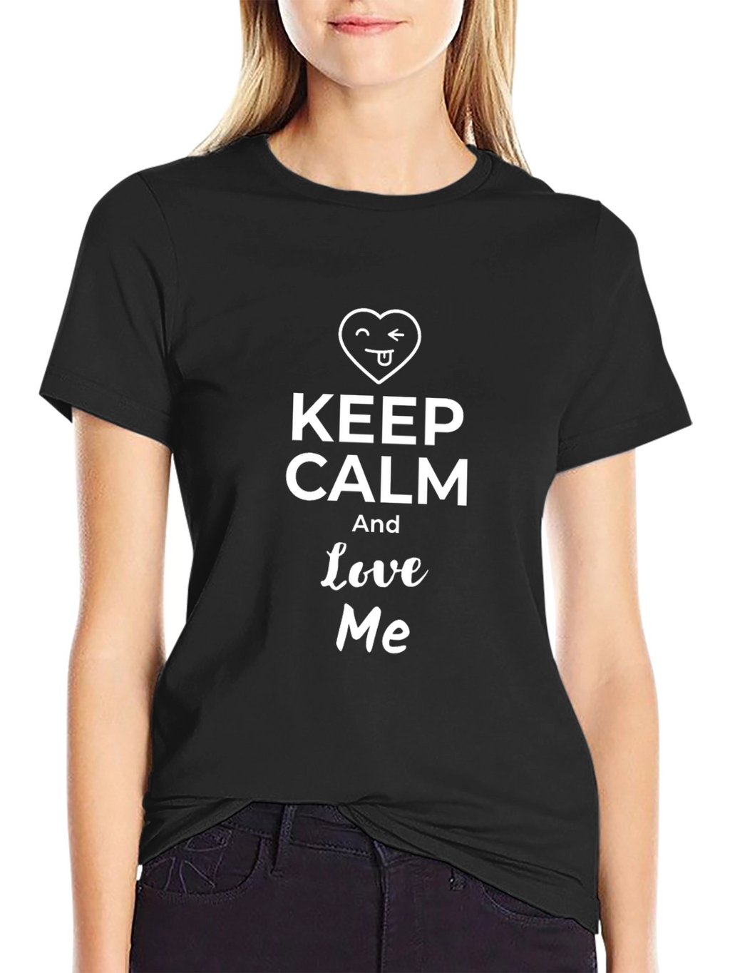Keep Calm and Love Me Graphic Tee - Black
