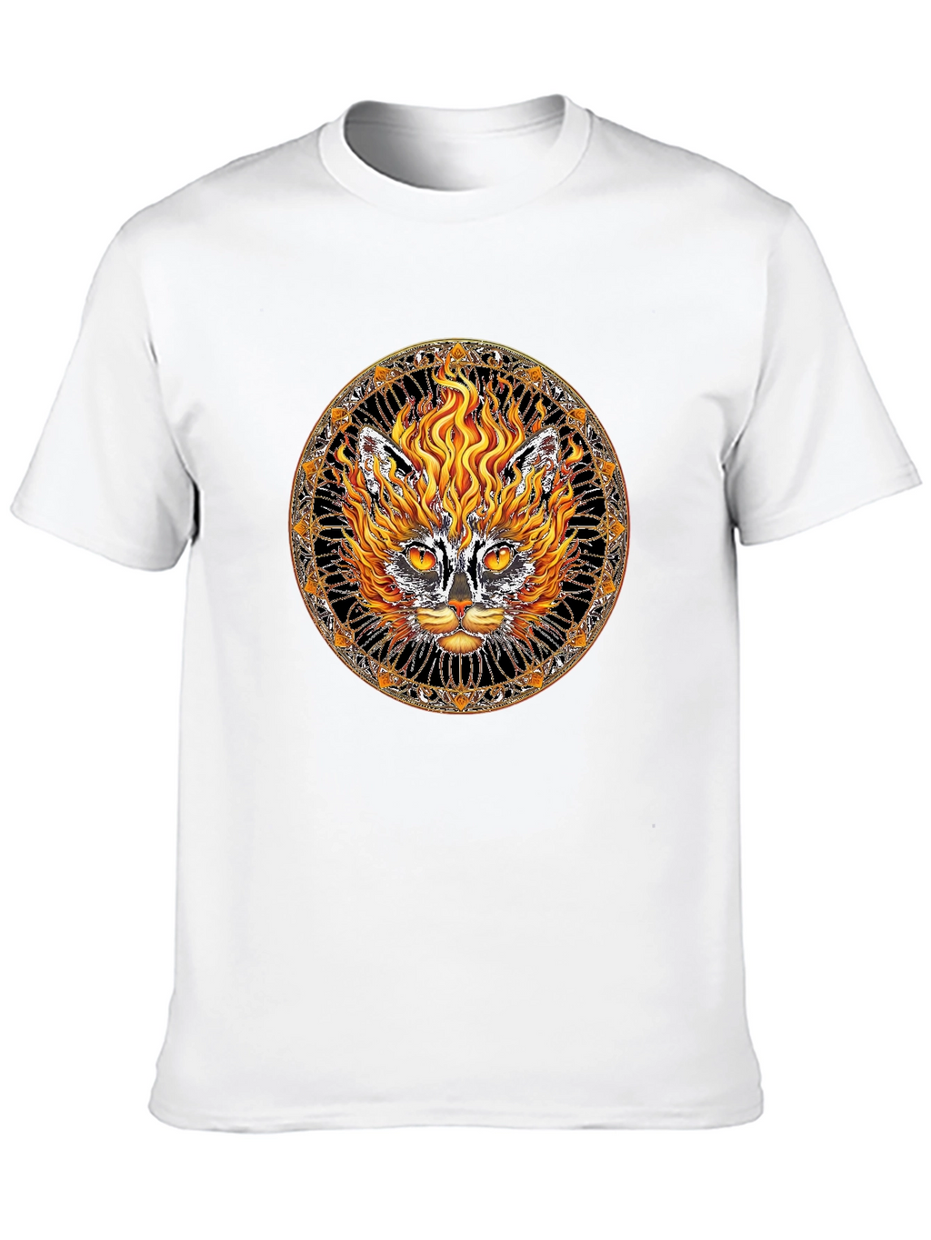 Fiery Cat Graphic Tee - Unique Design