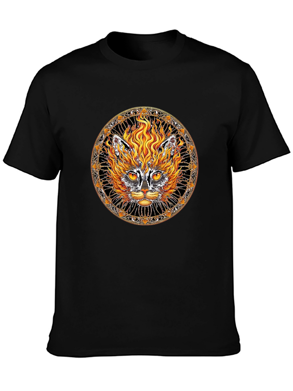 Fiery Cat Graphic Tee - Unique Design