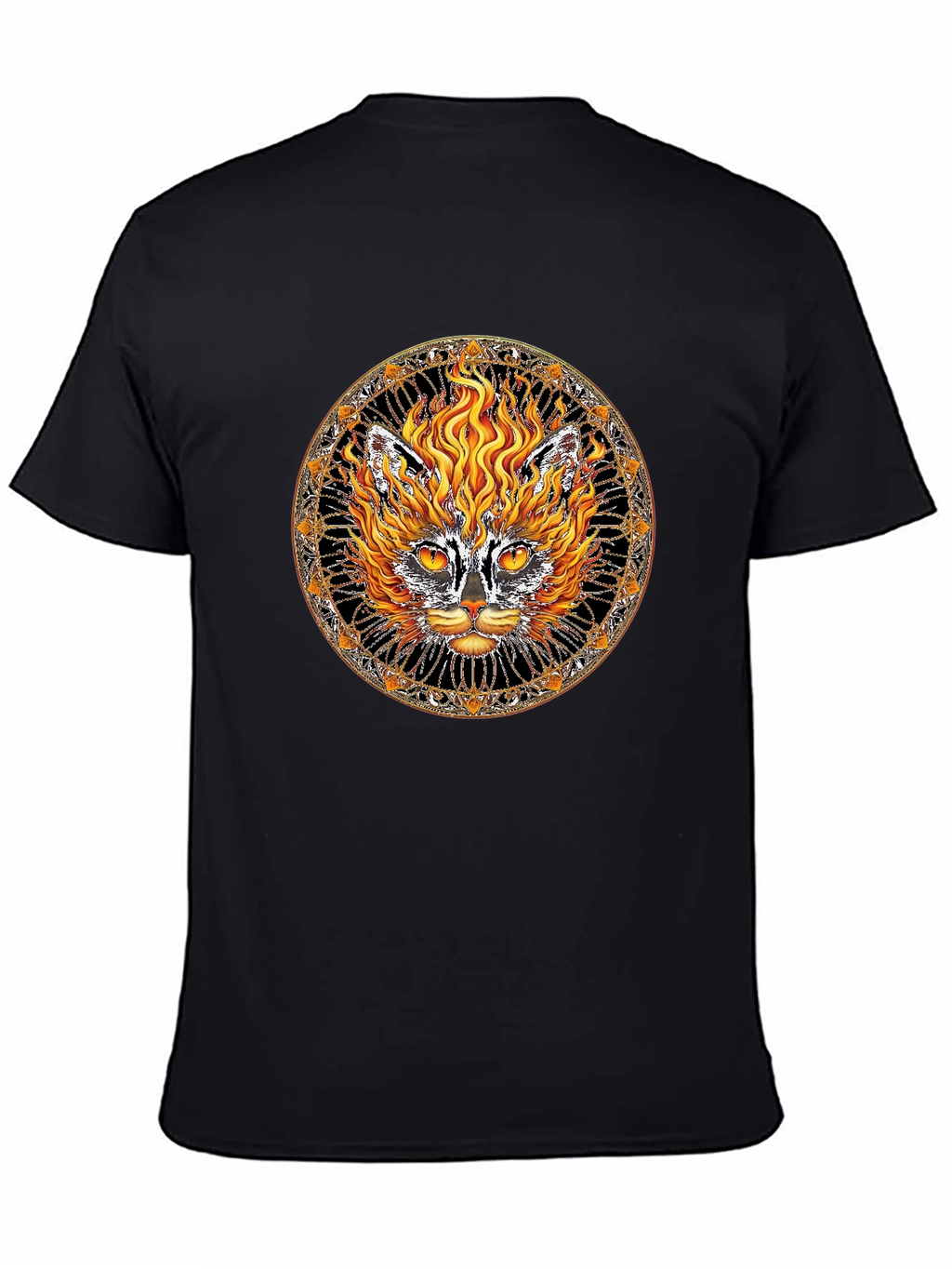 Fiery Cat Graphic Tee - Unique Design