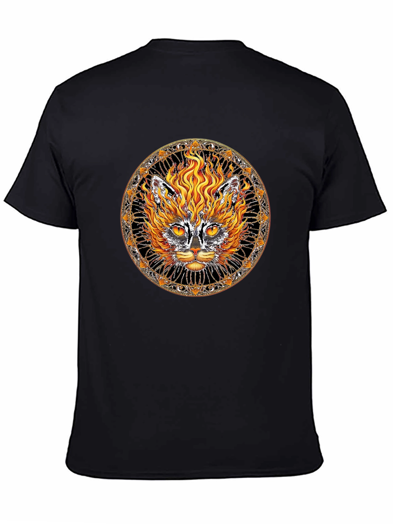 Fiery Cat Graphic Tee - Unique Design