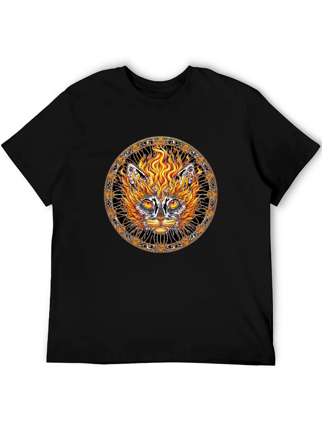 Fiery Cat Graphic Tee - Unique Design