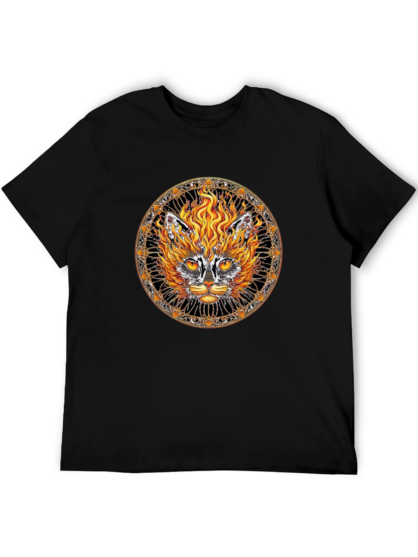 Fiery Cat Graphic Tee - Unique Design