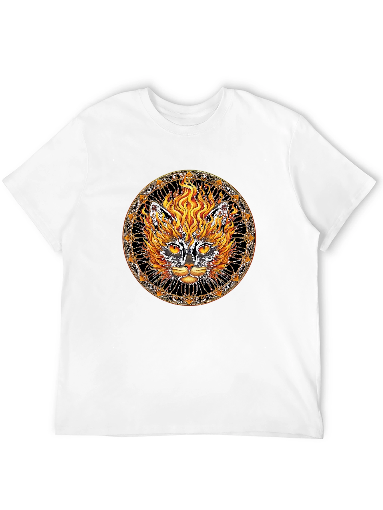 Fiery Cat Graphic Tee - Unique Design