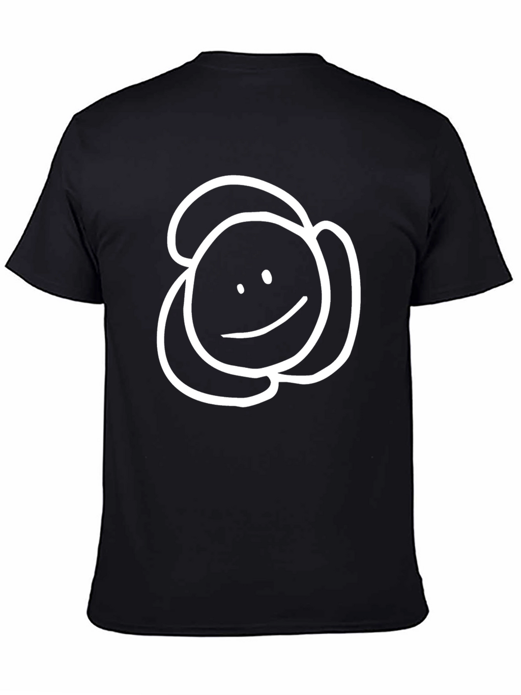 Simple Smiley Face Tee - Black Cotton Casual Wear