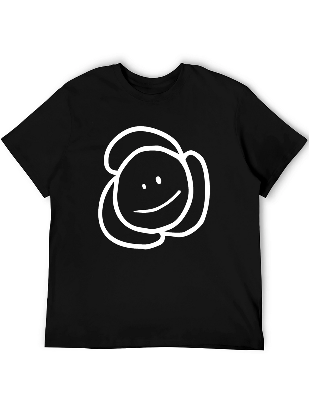 Simple Smiley Face Tee - Black Cotton Casual Wear