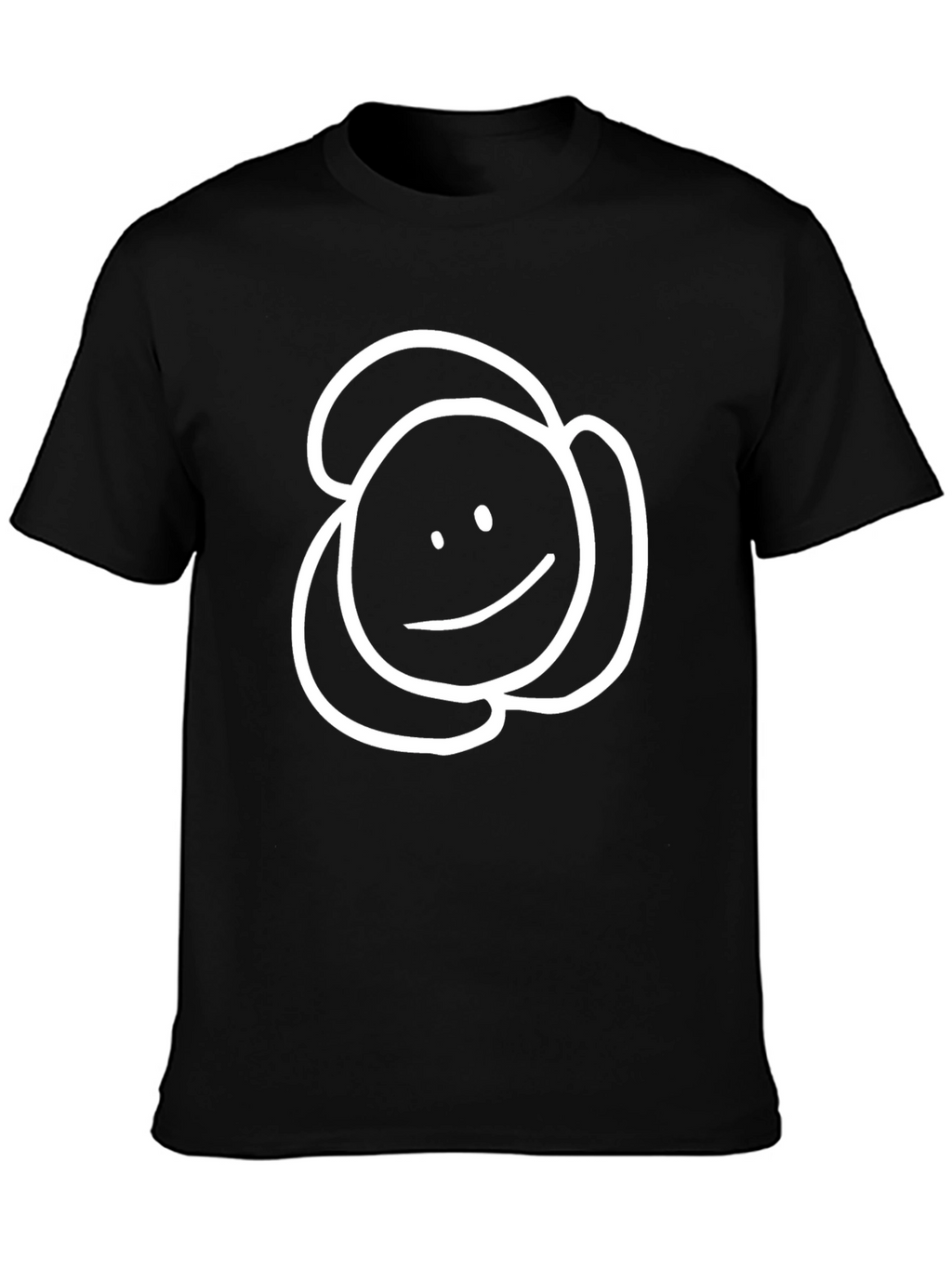 Simple Smiley Face Tee - Black Cotton Casual Wear