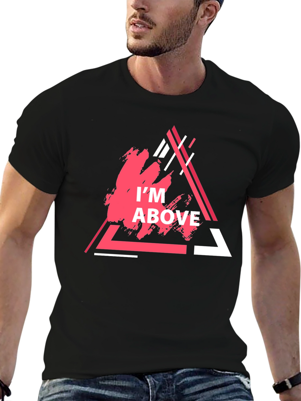 Im Above Graphic Tee - Trendy Triangle Design