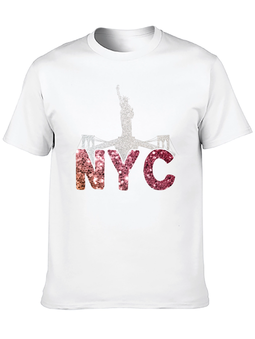 NYC Statue of Liberty Glitter Graphic T-Shirt