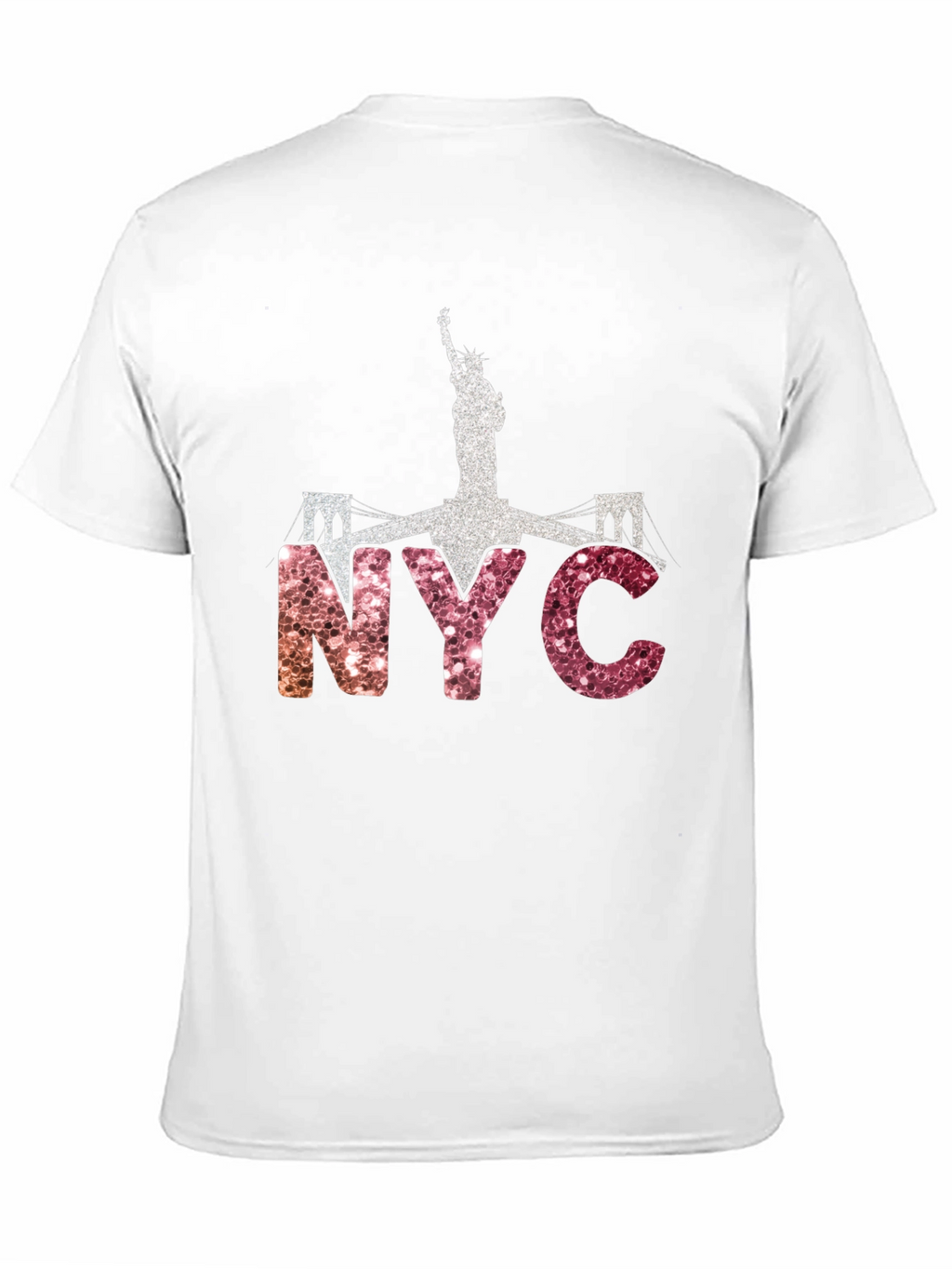 NYC Statue of Liberty Glitter Graphic T-Shirt