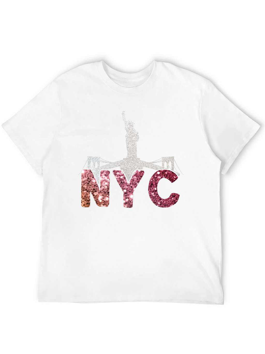 NYC Statue of Liberty Glitter Graphic T-Shirt