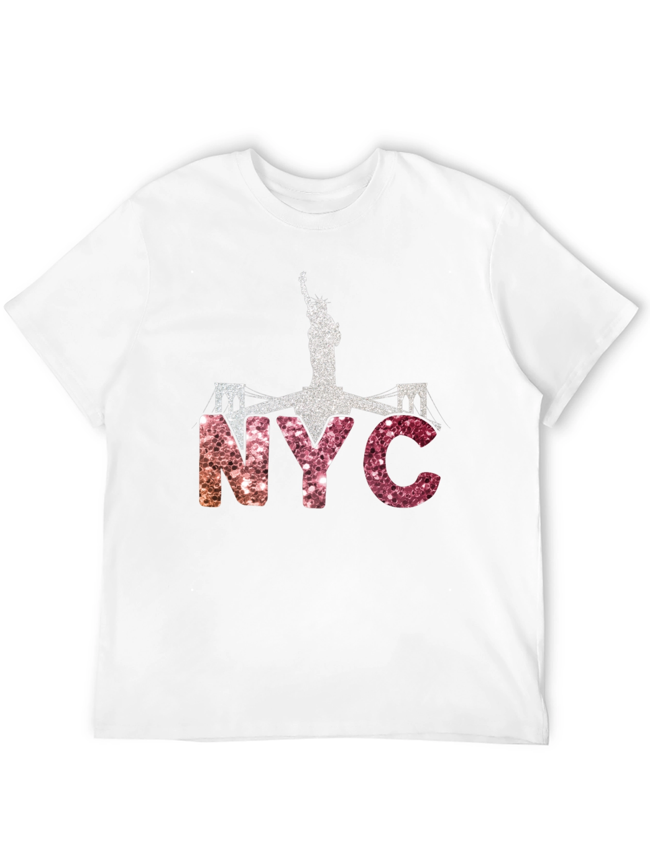 NYC Statue of Liberty Glitter Graphic T-Shirt
