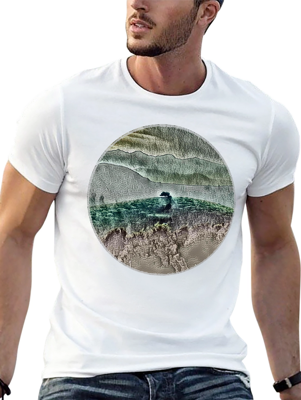 Nature Landscape Graphic Tee - Black