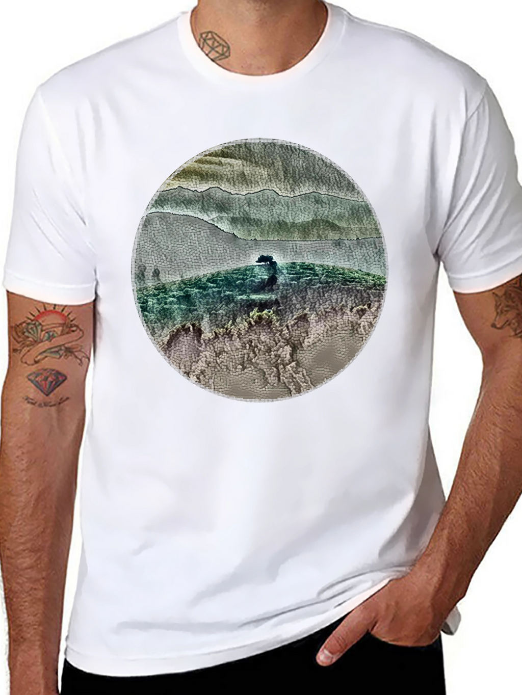 Nature Landscape Graphic Tee - Black