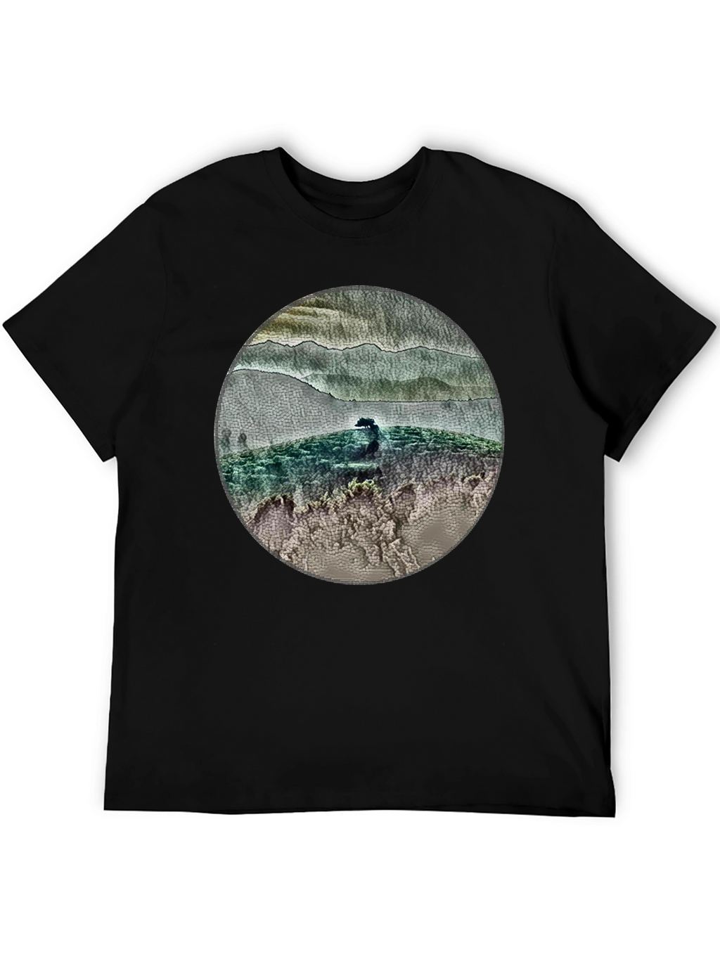 Nature Landscape Graphic Tee - Black