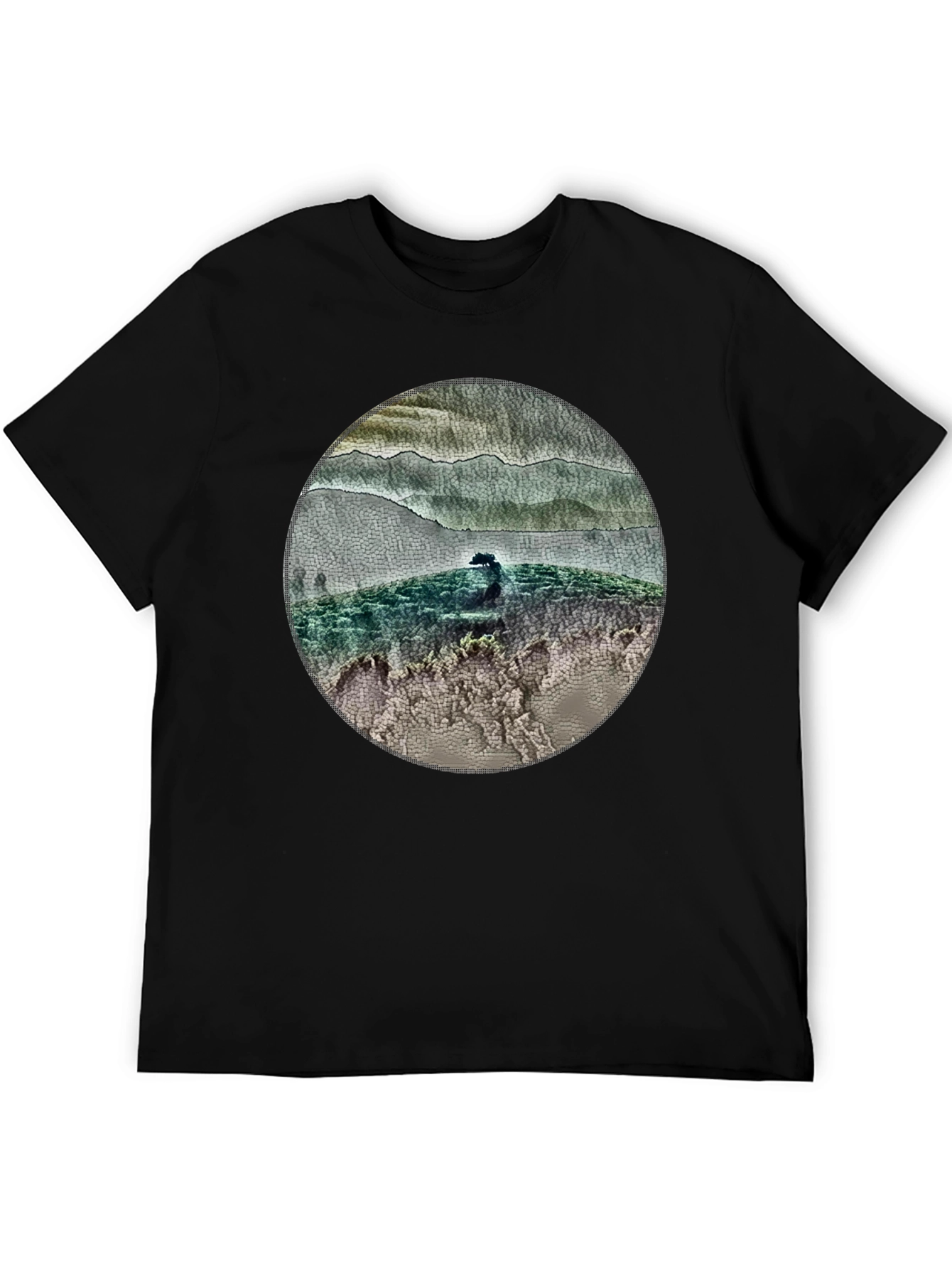 Nature Landscape Graphic Tee - Black