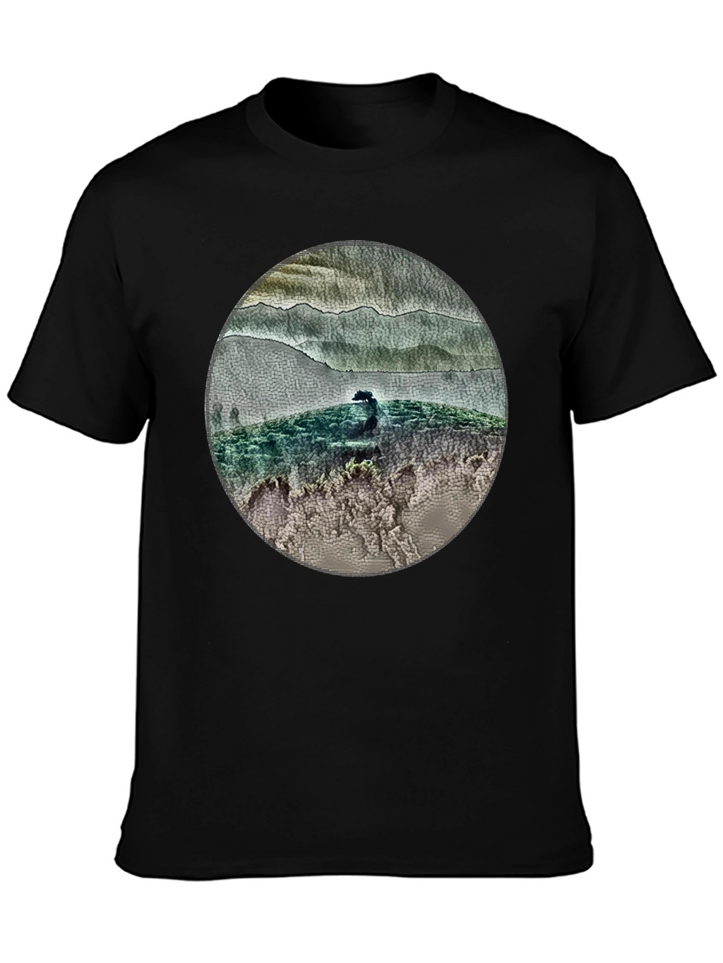 Nature Landscape Graphic Tee - Black