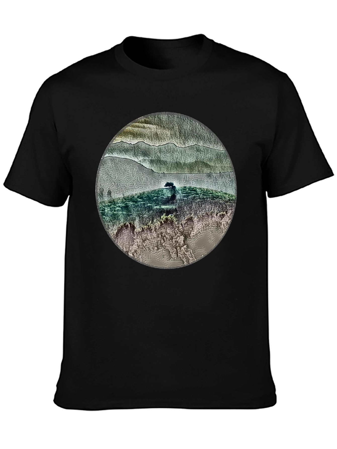 Nature Landscape Graphic Tee - Black
