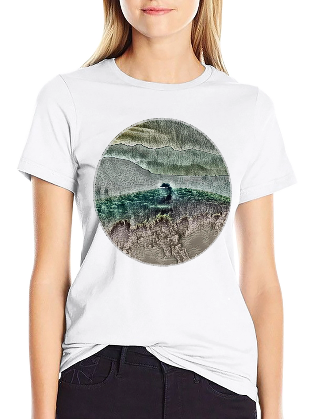 Nature Landscape Graphic Tee - Black