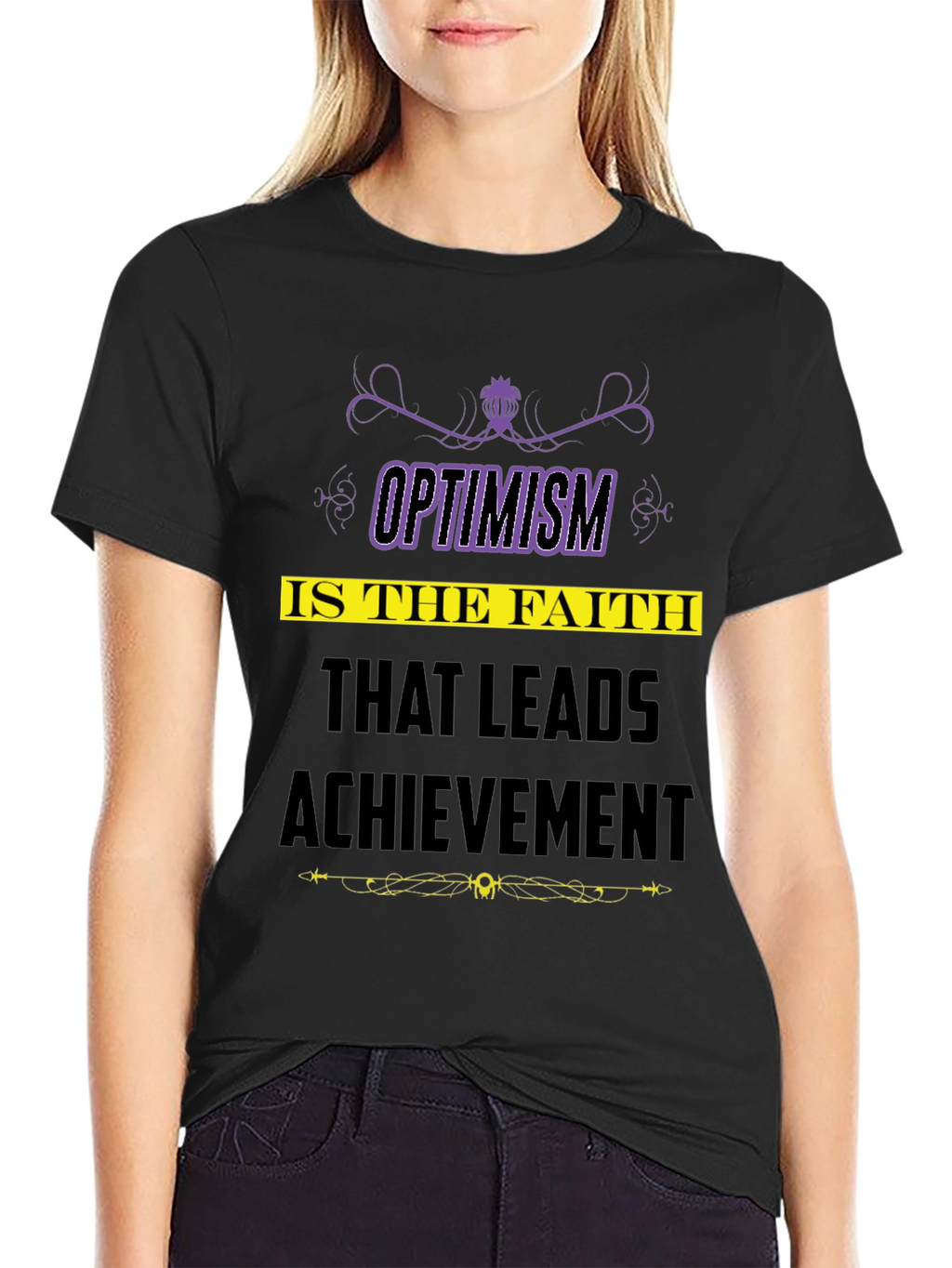 Optimism Quote T-Shirt - Faith Leads to Achievement