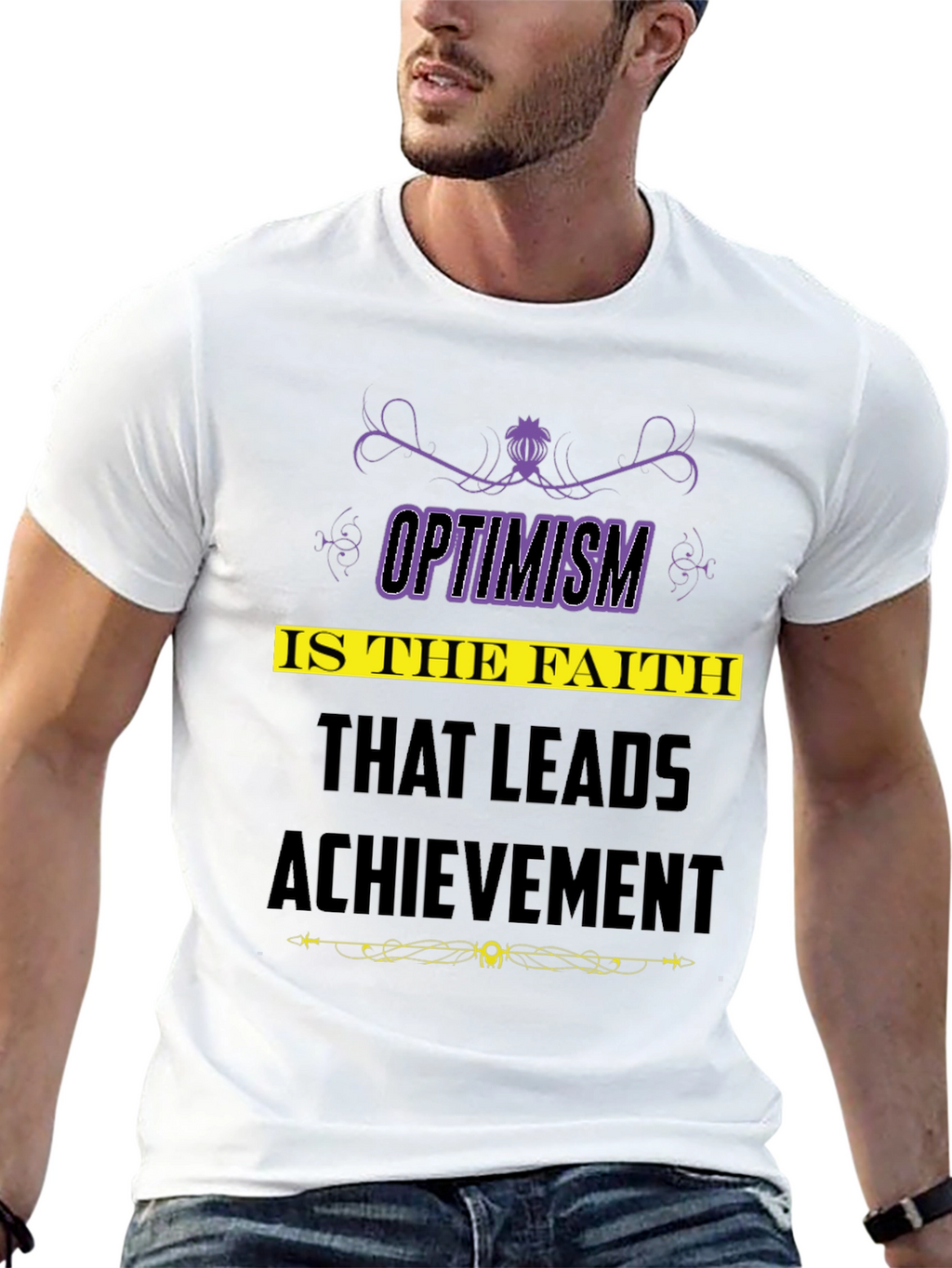 Optimism Quote T-Shirt - Faith Leads to Achievement