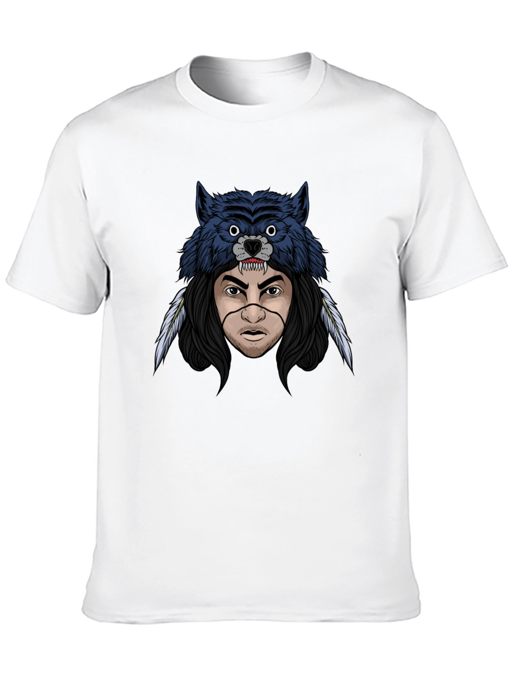 Wolf Headdress Graphic T-Shirt - Mens Black Tee