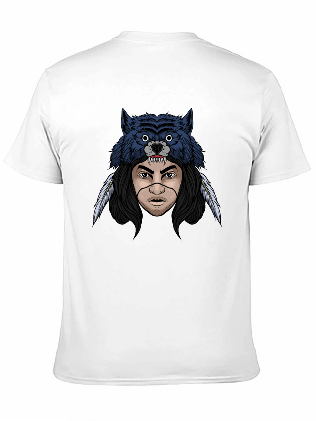 Wolf Headdress Graphic T-Shirt - Mens Black Tee