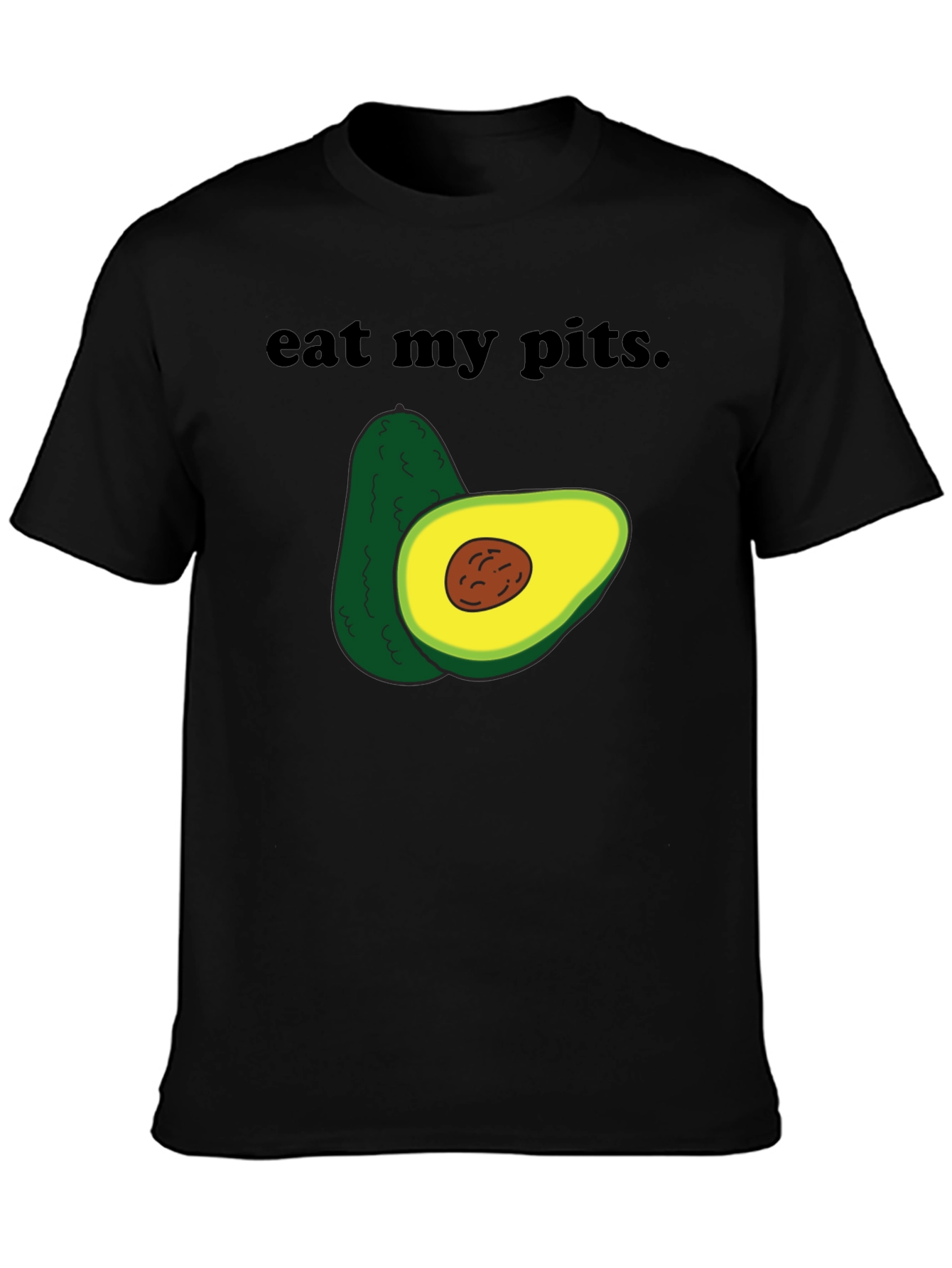 Eat My Pits Avocado Humor Graphic Tee - Black