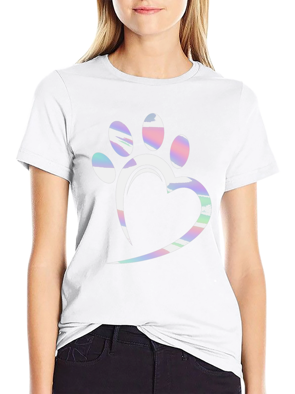 Dog Paw Heart T-Shirt - Black Graphic Tee