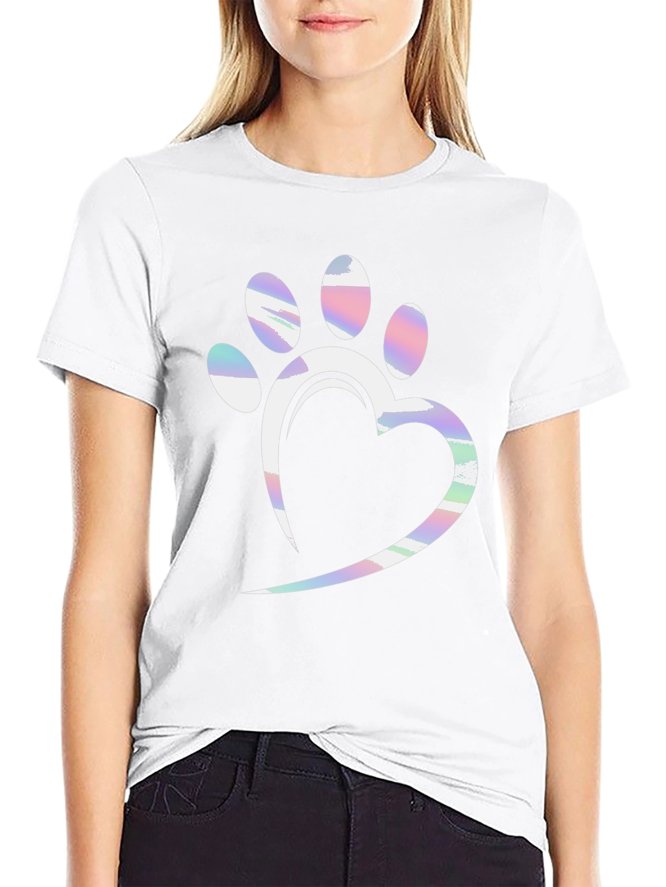Dog Paw Heart T-Shirt - Black Graphic Tee