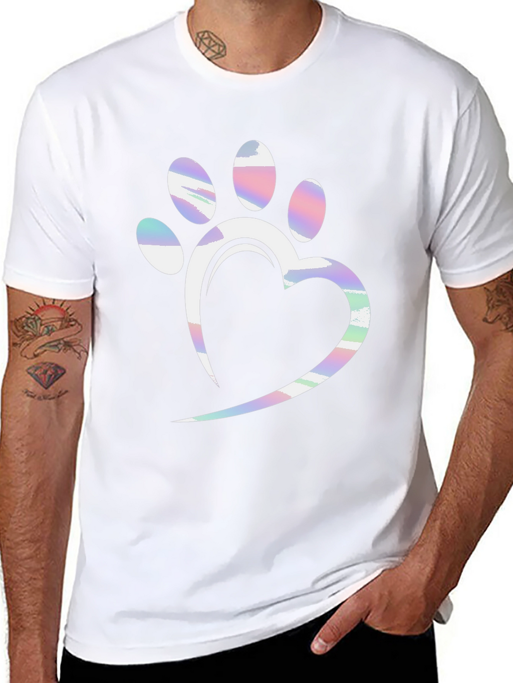 Dog Paw Heart T-Shirt - Black Graphic Tee