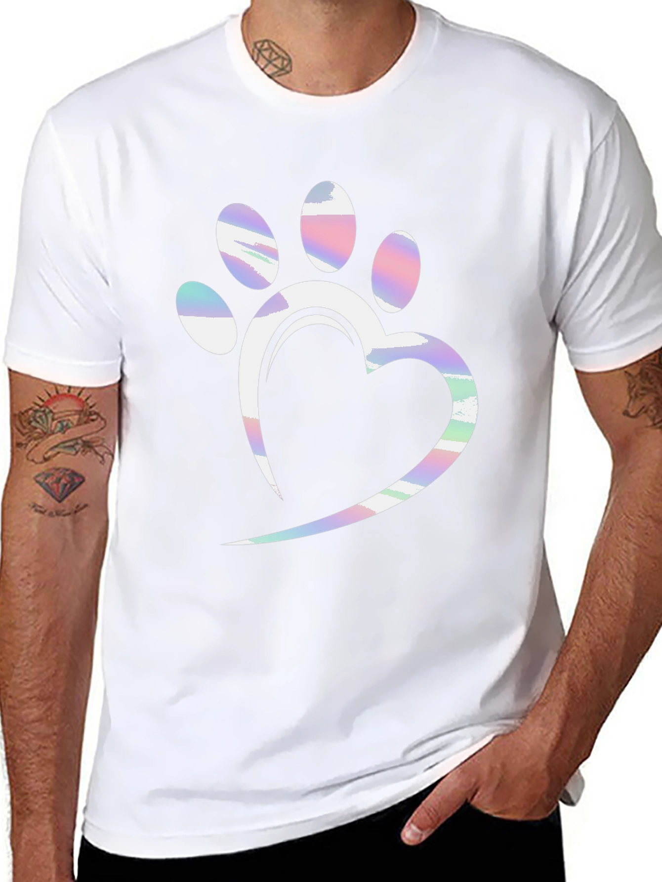 Dog Paw Heart T-Shirt - Black Graphic Tee