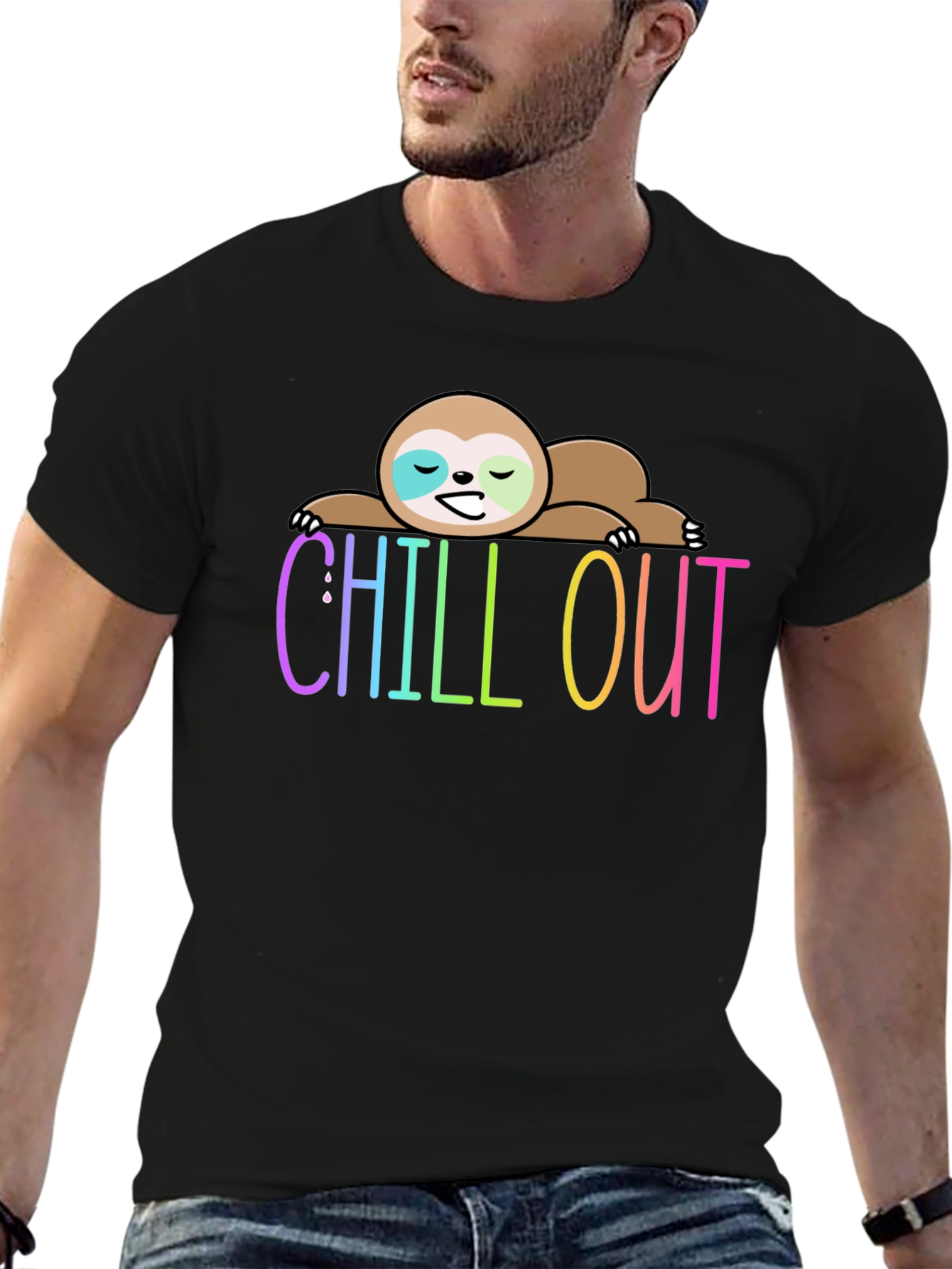Chill Out Sloth Graphic Tee - Relaxed Fit