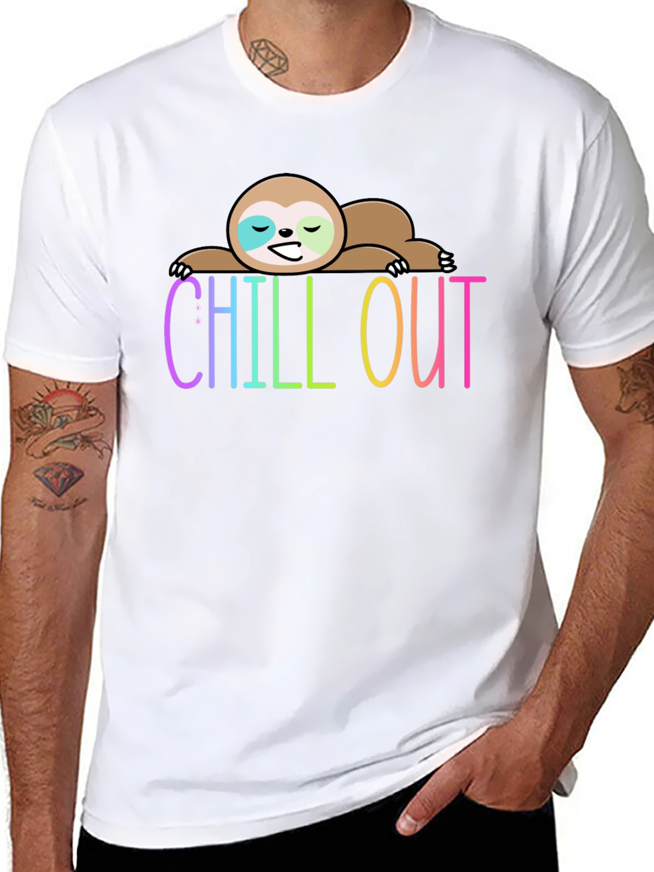 Chill Out Sloth Graphic Tee - Relaxed Fit