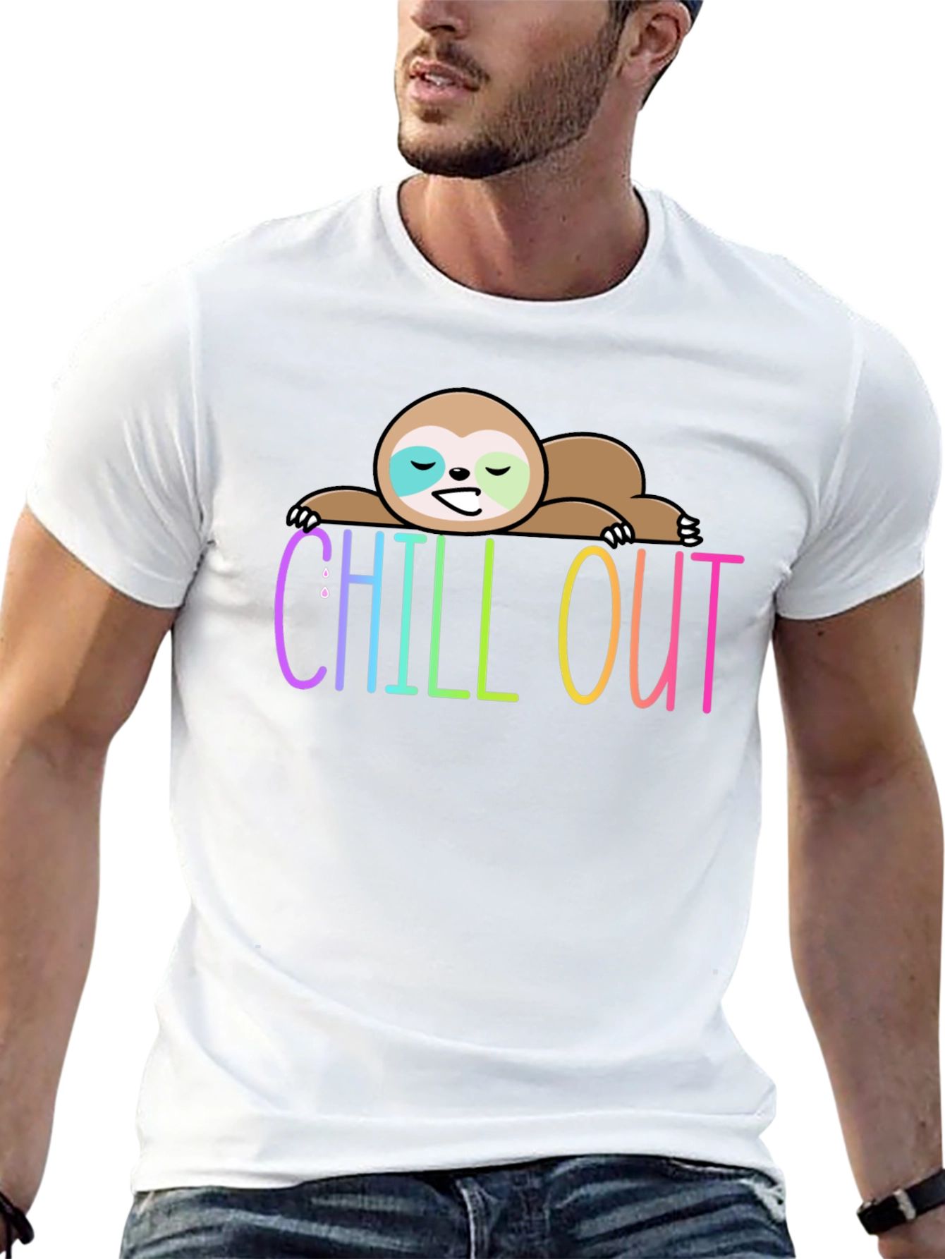 Chill Out Sloth Graphic Tee - Relaxed Fit