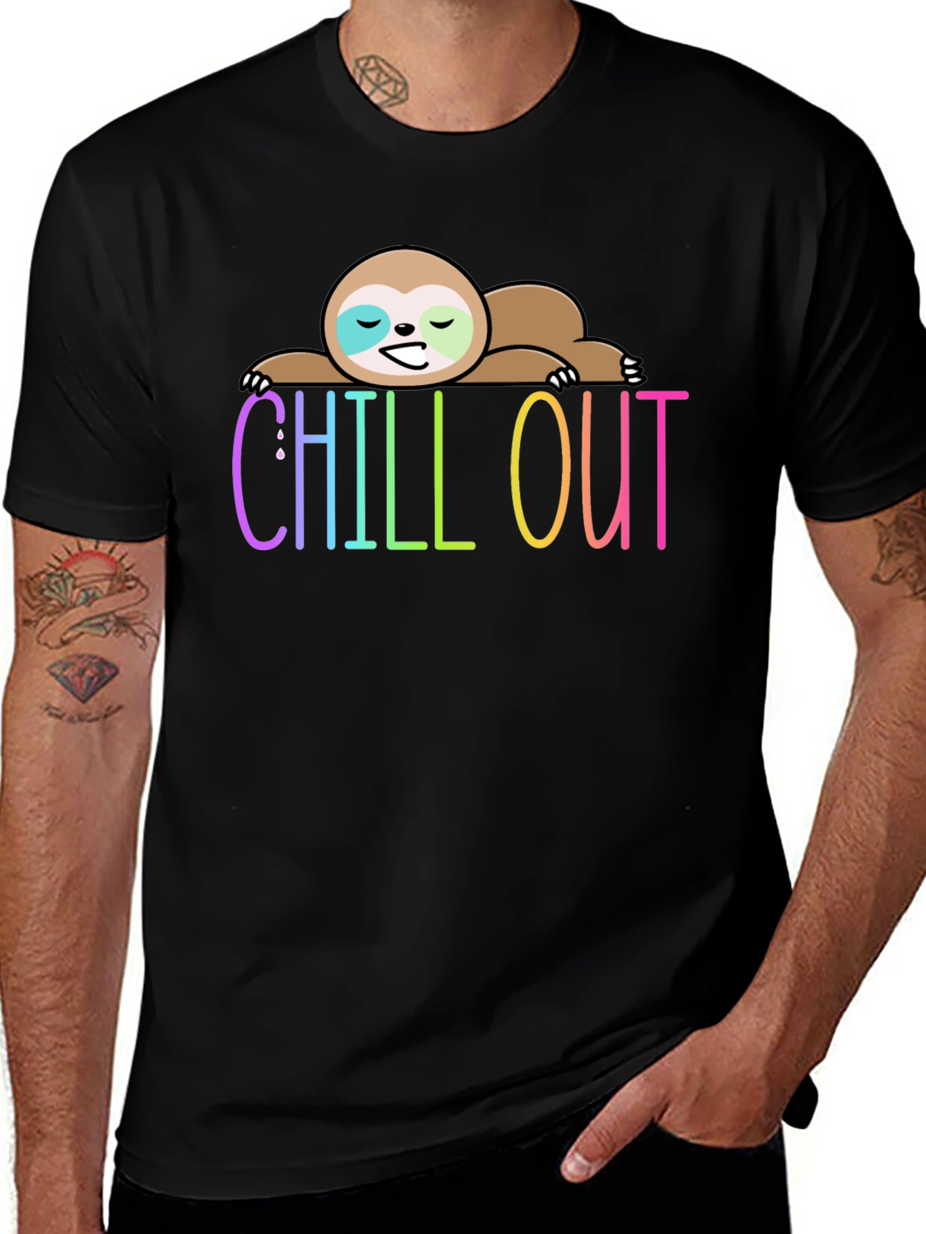 Chill Out Sloth Graphic Tee - Relaxed Fit