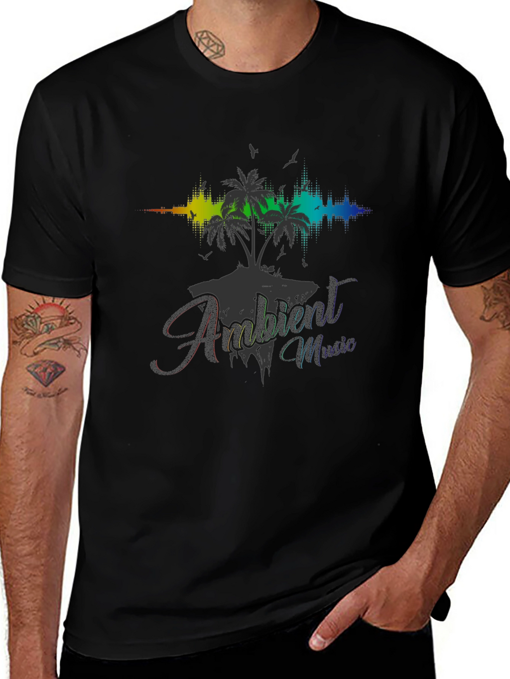 Ambient Music Black T-Shirt - Island Vibes