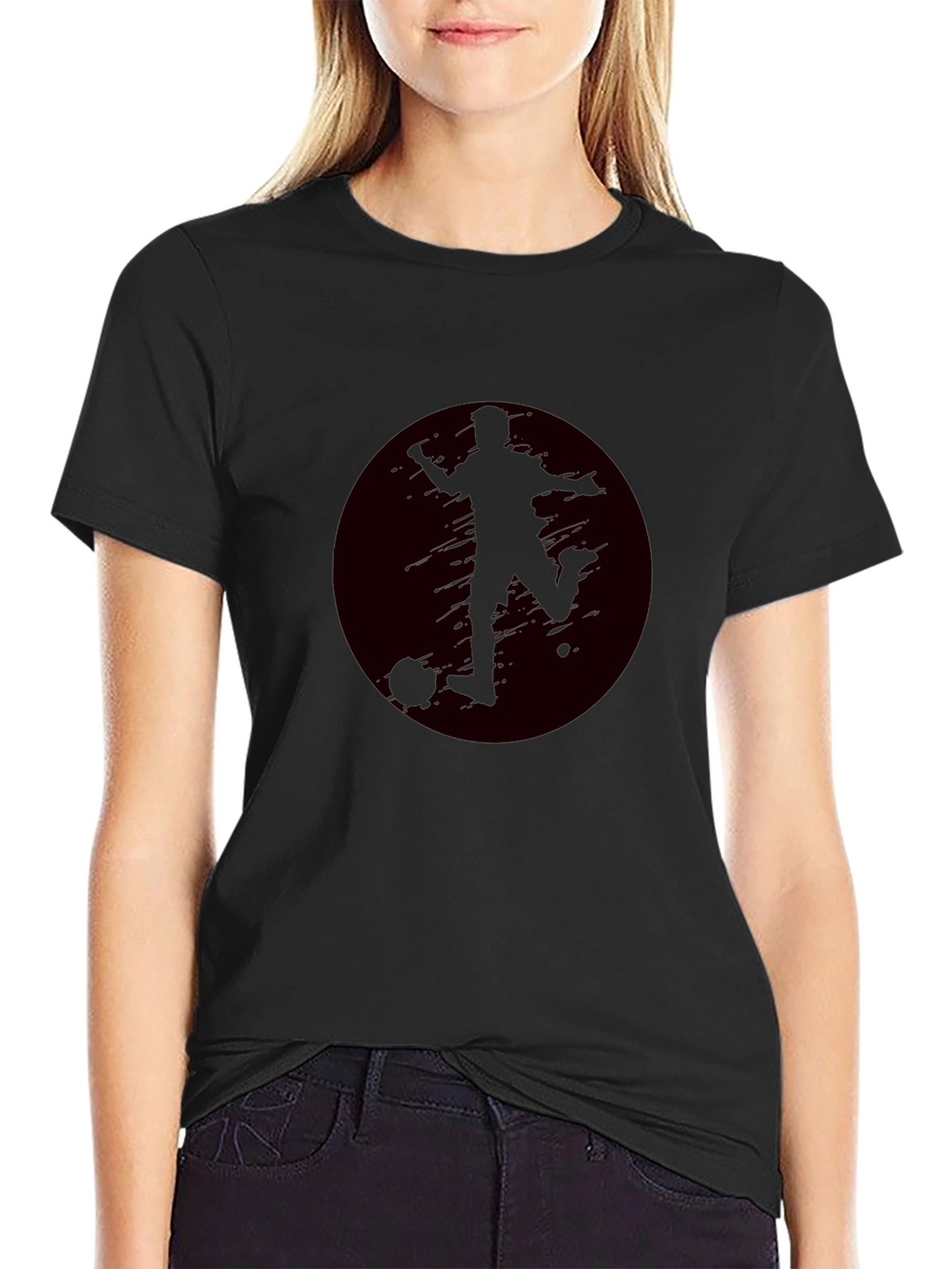 Soccer Player Graphic Black T-Shirt