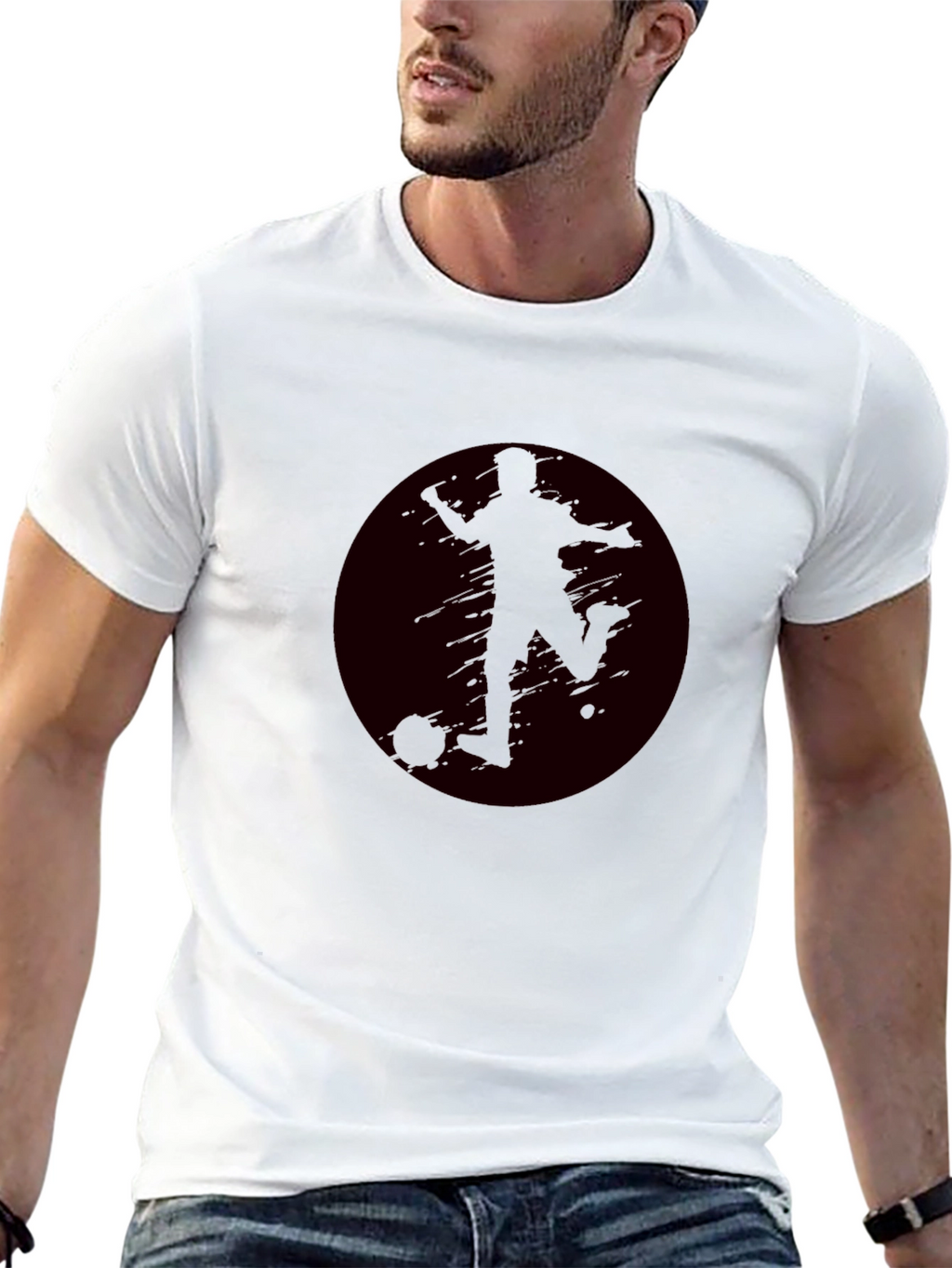 Soccer Player Graphic Black T-Shirt