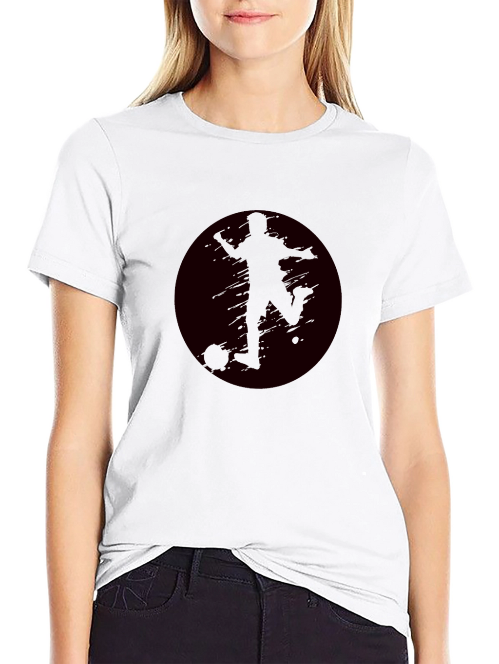 Soccer Player Graphic Black T-Shirt