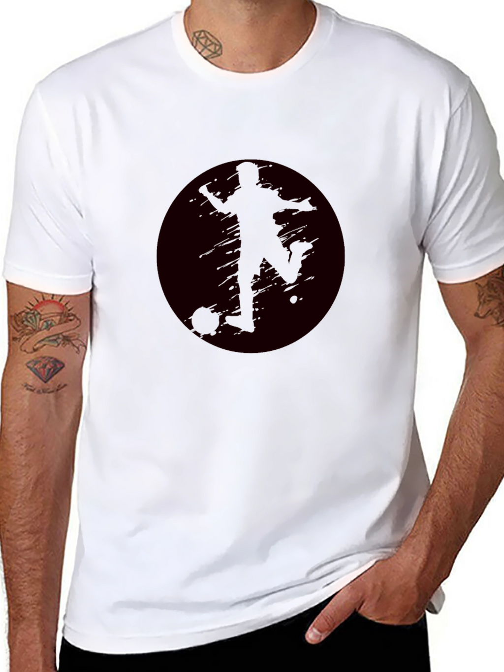 Soccer Player Graphic Black T-Shirt