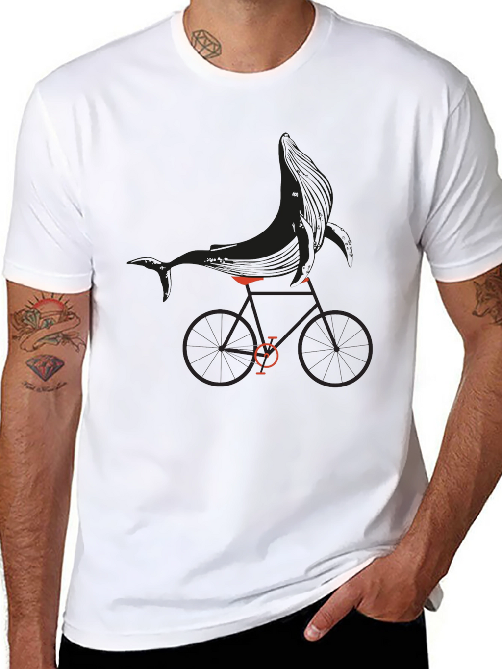 Whale on a Bike Graphic Tee - Black