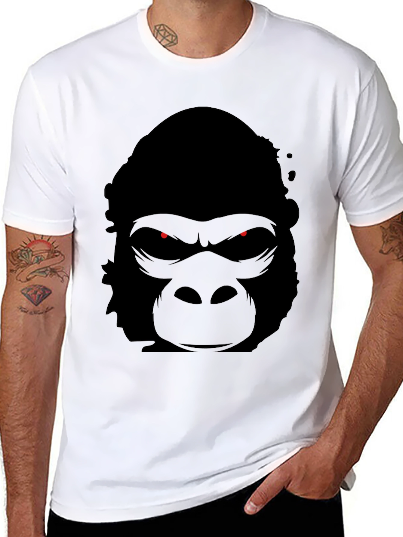 Mens Black Gorilla Graphic T-Shirt