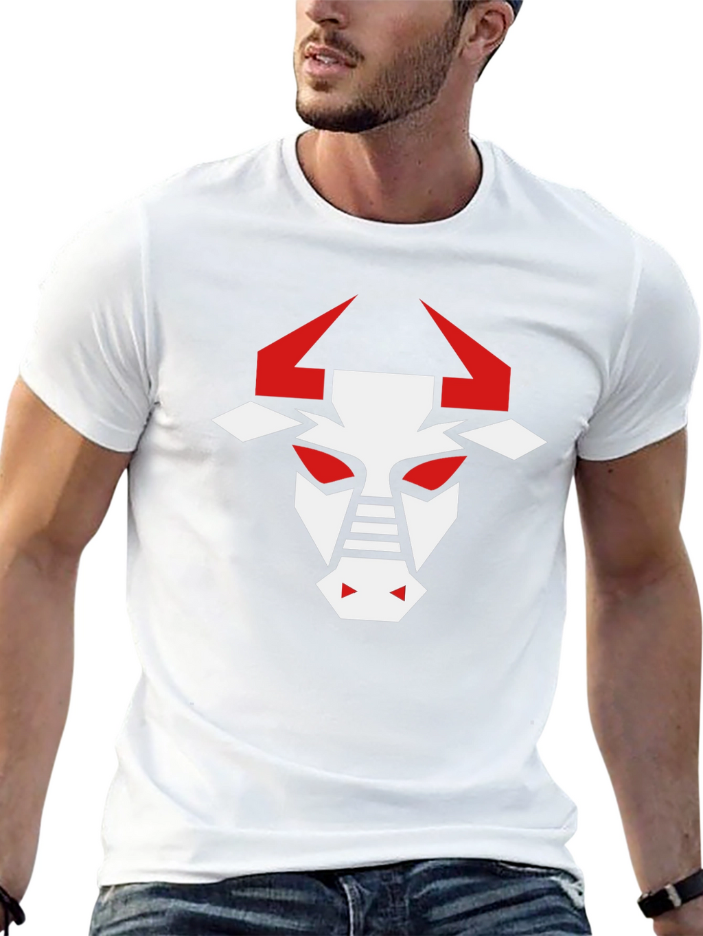 Geometric Bull Graphic T-Shirt - Modern Design