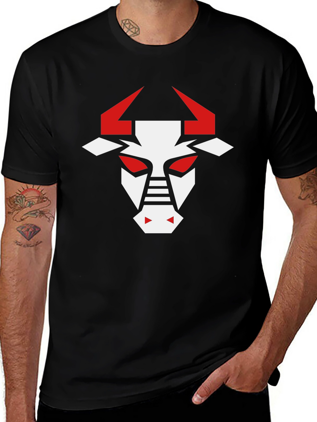 Geometric Bull Graphic T-Shirt - Modern Design