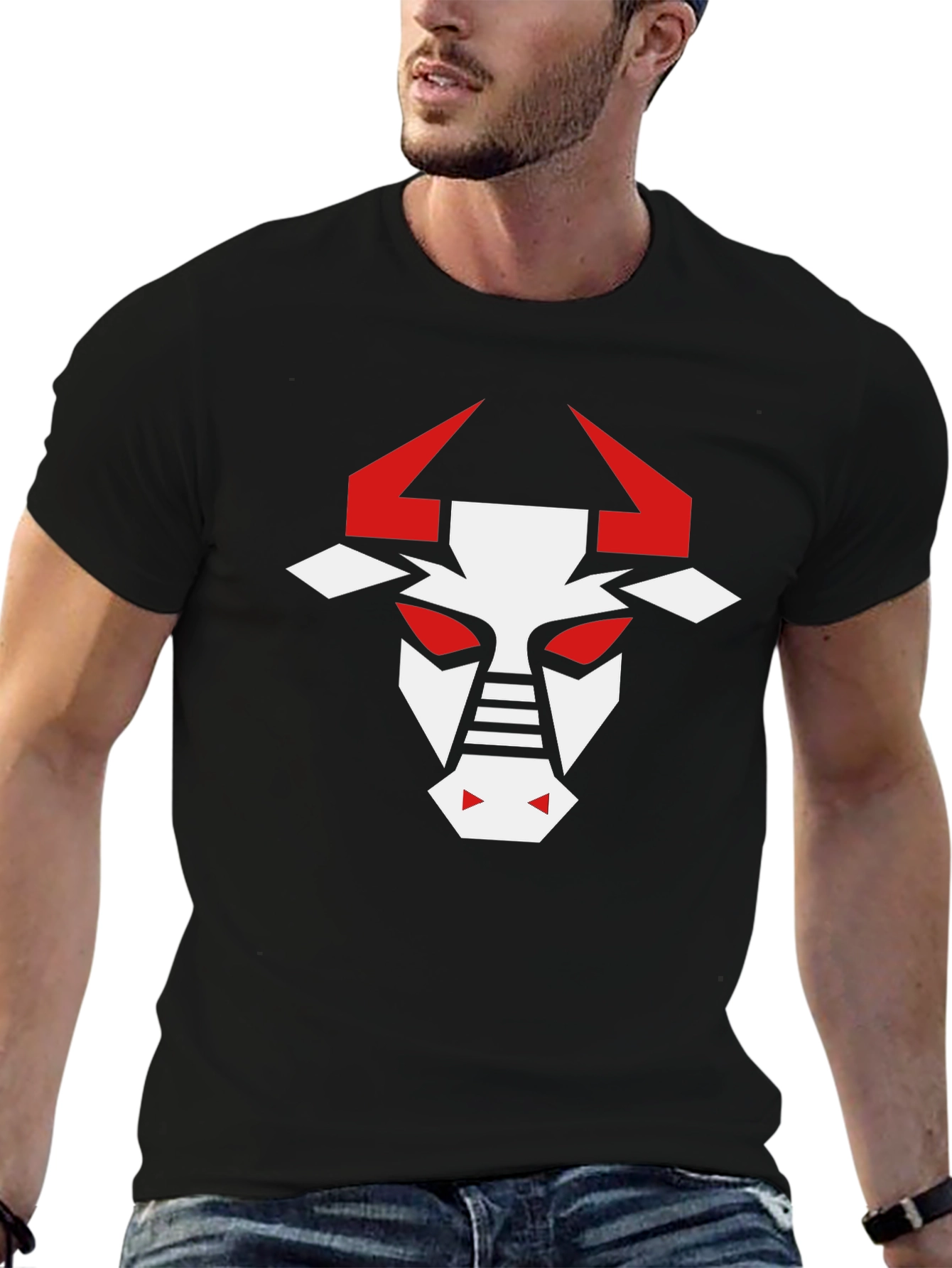 Geometric Bull Graphic T-Shirt - Modern Design
