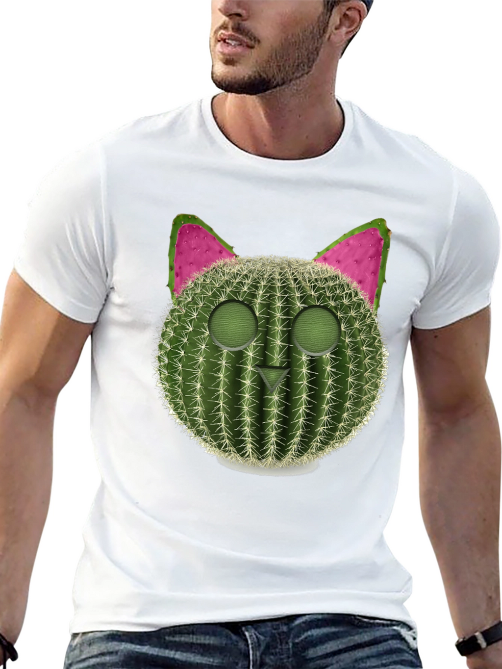 Cactus Cat Graphic Tee - Trendy & Unique