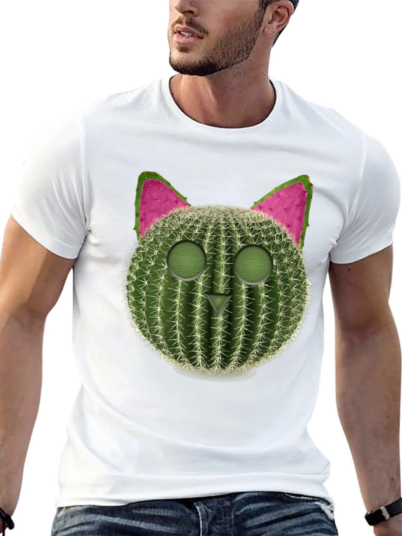 Cactus Cat Graphic Tee - Trendy & Unique